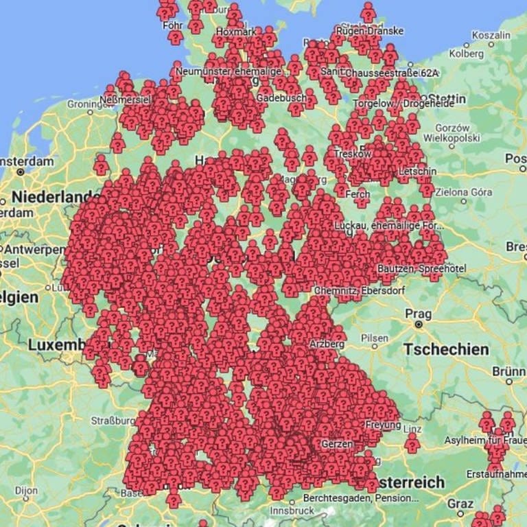 Karte auf Google Maps: Sie soll Asylunterkünfte in Deutschland zeigen.