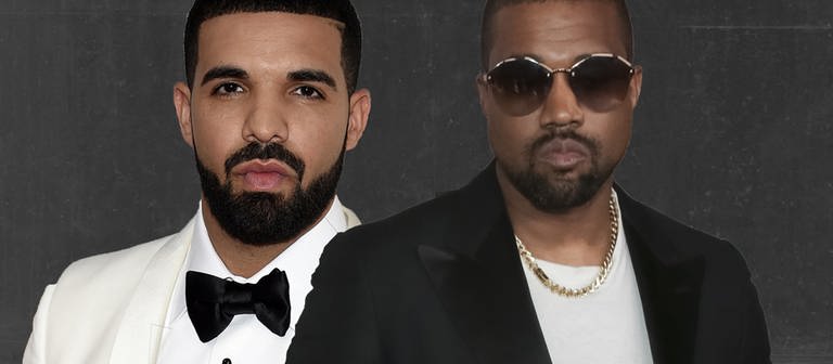 Kanye West und Drake, beide mit eher bösem Gesichtsausdruck (Foto: picture-alliance / dpa)