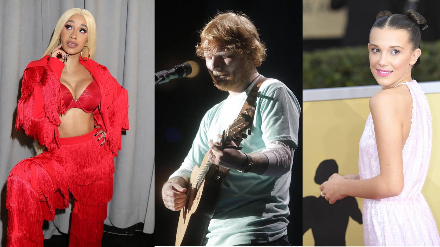 Cardi B/Ed Sheeran/Millie Bobby Brown (Foto: IMAGO, ZUMA Press/ MediaPunch)