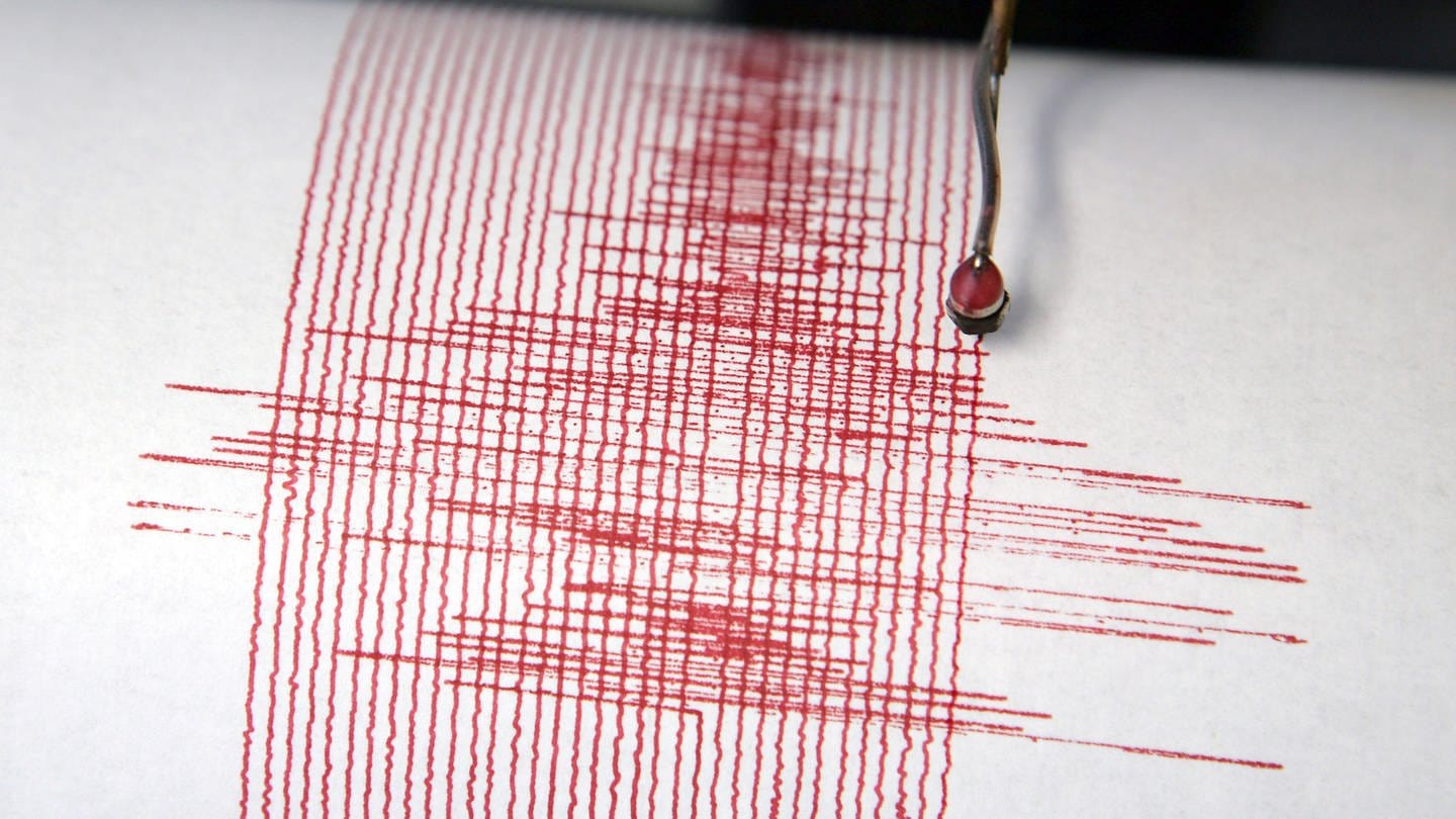 Das Seismogramm zeigt die Ausschläge eines leichten Erdbebens