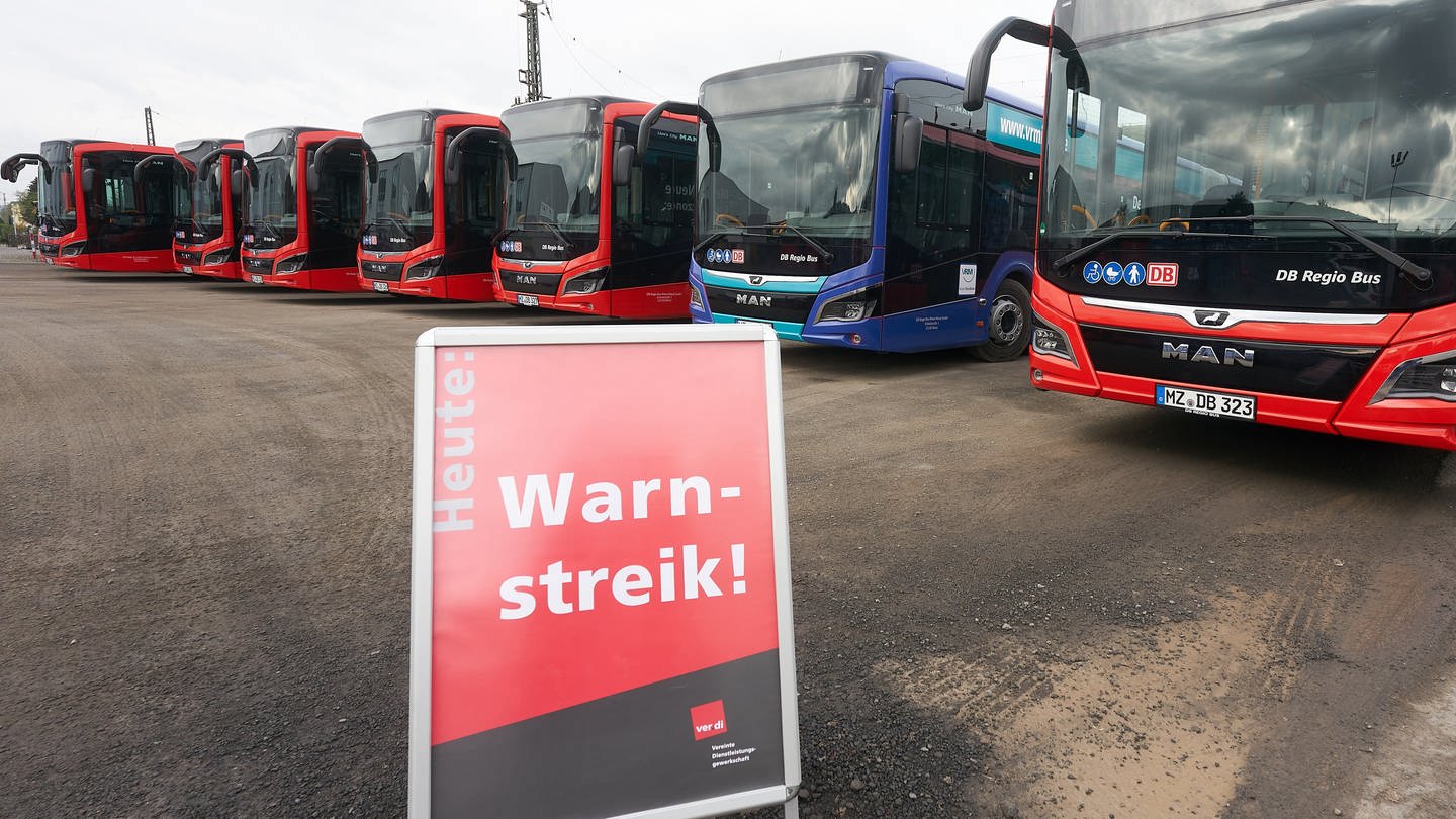 Linienbusse stehen auf dem Betriebshof von DB-Regio. (Foto: dpa Bildfunk, picture alliance/dpa | Thomas Frey)