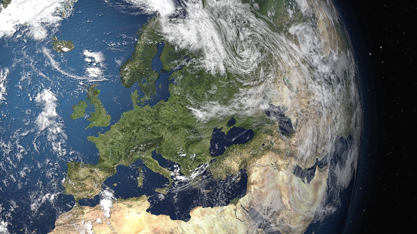 Sonnensystem / Die Erde - Symbolbilder Ansicht Europas vom All aus, Europa (Foto: IMAGO, IMAGO / blickwinkel)