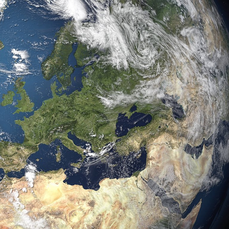 Sonnensystem  Die Erde - Symbolbilder Ansicht Europas vom All aus, Europa (Foto: IMAGO, IMAGO / blickwinkel)