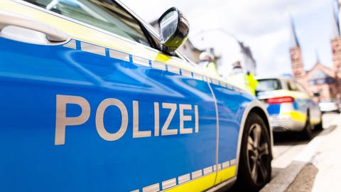 Zwei Einsatzfahrzeuge der Polizei stehen in Freiburg am Straßenrand. (Foto: dpa Bildfunk, picture alliance/dpa | Philipp von Ditfurth)