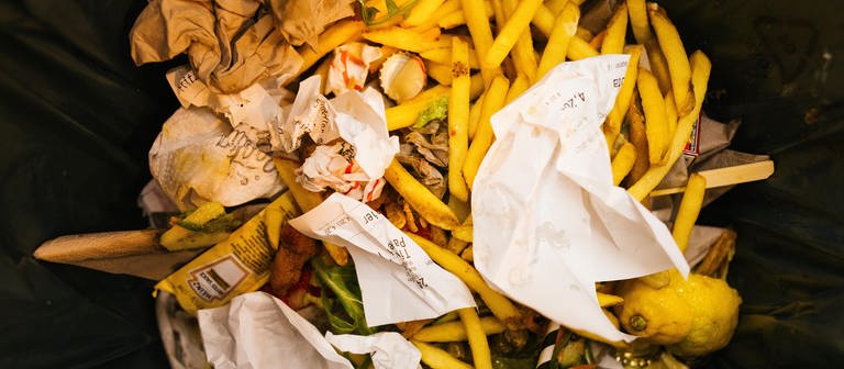 Lebensmittelreste liegen in der Mülltonne eines Restaurants (Foto: dpa Bildfunk, picture alliance/dpa | Philipp von Ditfurth)