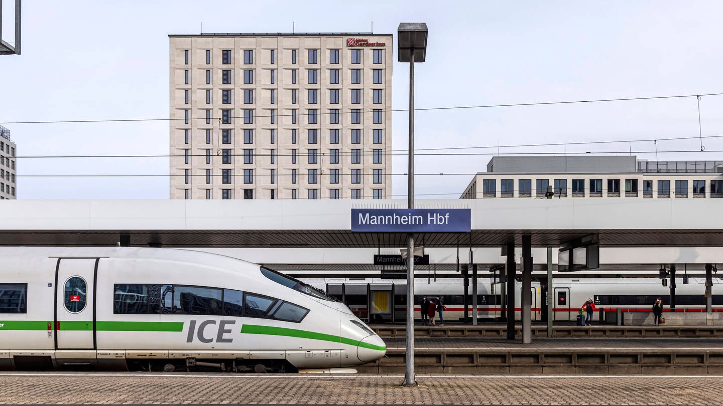ICE im Hauptbahnhof Mannheim.