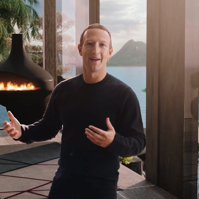 Facebook-Gründer Mark Zuckerberg stellt bei der hauseigenen virtuellen Konferenz Connect 2021 den neuen Namen des Unternehmens vor (Foto: dpa Bildfunk, picture alliance/dpa/Meta)