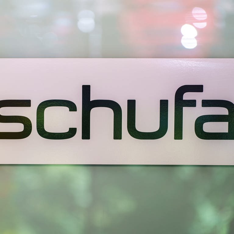 Das Schufa-Logo steht auf einer Glastüre. (Foto: dpa Bildfunk, picture alliance/dpa | Andreas Arnold)