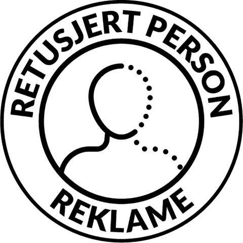 "Retuschierte Person" und "Reklame" steht auf einem Hinweis der norwegischen Verbraucheraufsichtsbehörde. (Foto: picture-alliance / Reportdienste, picture alliance/dpa/Verbraucheraufsichtsbehörde)