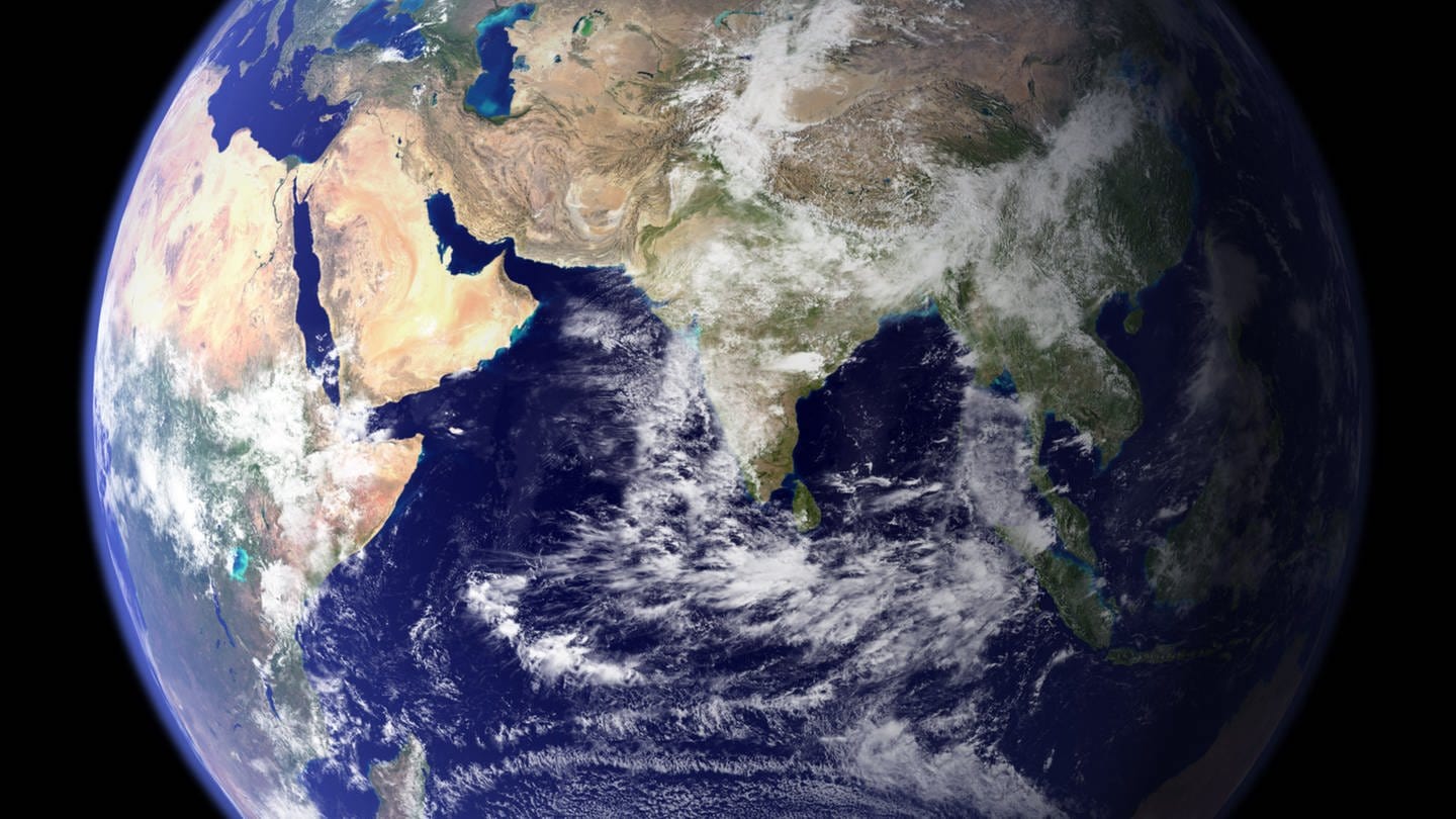 Eine NASA-Aufnahme zeigt die östliche Hemisphäre der Erdkugel