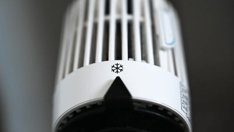 Der Thermostat an einer Heizung steht auf dem Symbol Frost. (Foto: picture-alliance / Reportdienste, picture alliance / FotoMedienService | Ulrich Zillmann)