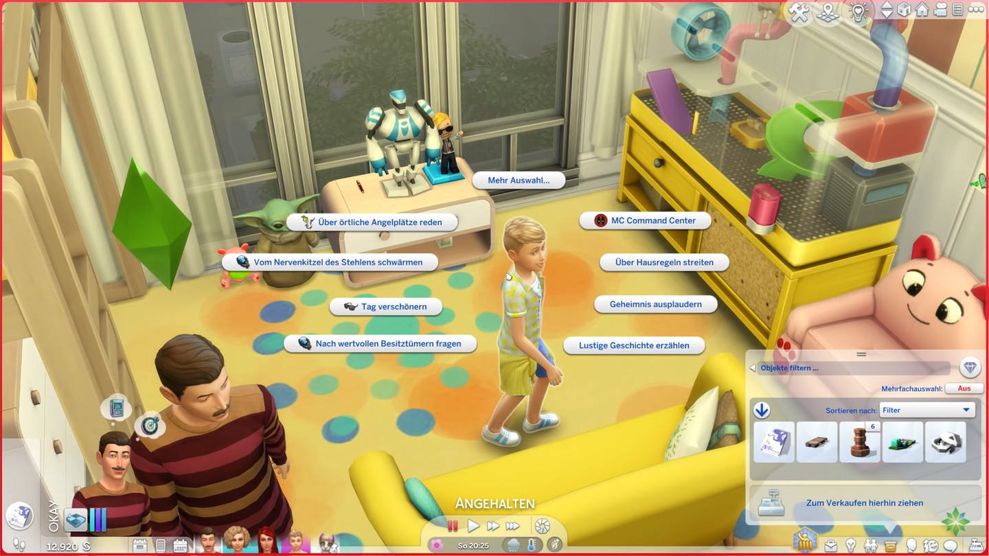 Die Spielszene zeigt die Sims-Familie «Klee» des Simulationsspiels «Die Sims» auf dem YouTube-Kanal «SimFans.de» von D. Reutter.