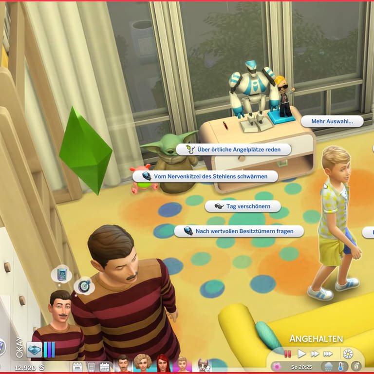 Die Spielszene zeigt die Sims-Familie «Klee» des Simulationsspiels «Die Sims» auf dem YouTube-Kanal «SimFans.de» von D. Reutter. (Foto: picture-alliance / Reportdienste, picture alliance/dpa/Electronic Arts Inc./YouTube | -)