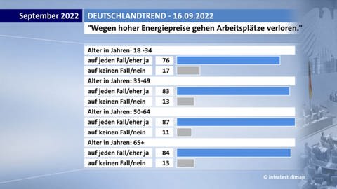 Aktuelle Umfrage des ARDDeutschlandtrends zur Energiekrise und den Arbeitsplätzen.  (Foto: tagesschau.de)