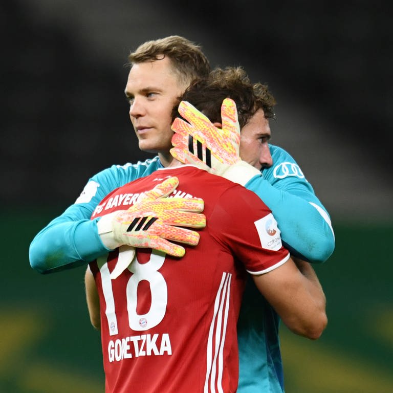 Manuel Neuer und Leon Goretzka (Foto: picture-alliance / Reportdienste, picture alliance/dpa/Reuters/POOL | Annegret Hilse)