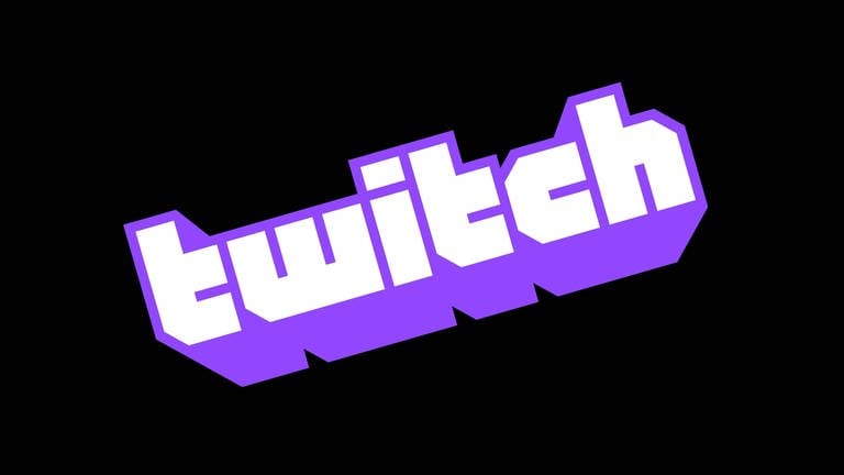 Gedrehtes Twitch-Logo auf schwarzem Hintergrund (Foto: IMAGO, imageBROKER/LogoxFactory)