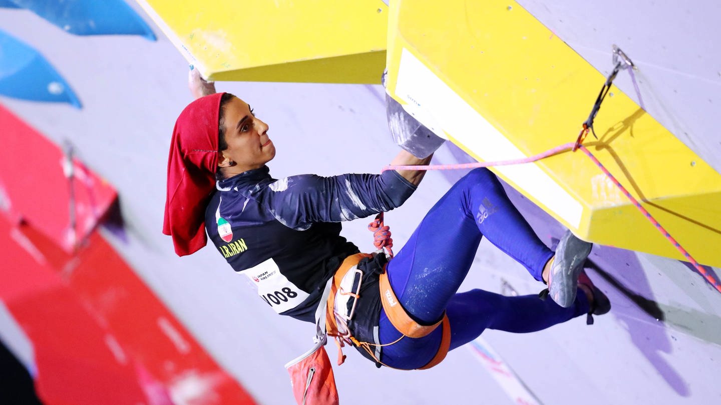 Elnaz Rekabi bei den FSC Climbing World Championships 2019 (Foto: IMAGO, IMAGO / AFLOSPORT)