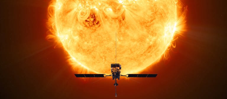 Ein undatiertes Rendering des «Solar Orbiter» der Europäischen Weltraumorganisation ESA.  (Foto: dpa Bildfunk, picture alliance/dpa/ESA/ATG MEDIALAB | Unbekannt)
