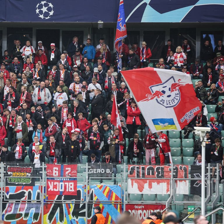 Fans von RB Leipzig beim Champions-League-Spiel gegen Schachtar Donezk in Warschau. (Foto: picture-alliance / Reportdienste, picture alliance/dpa | Jan Woitas)