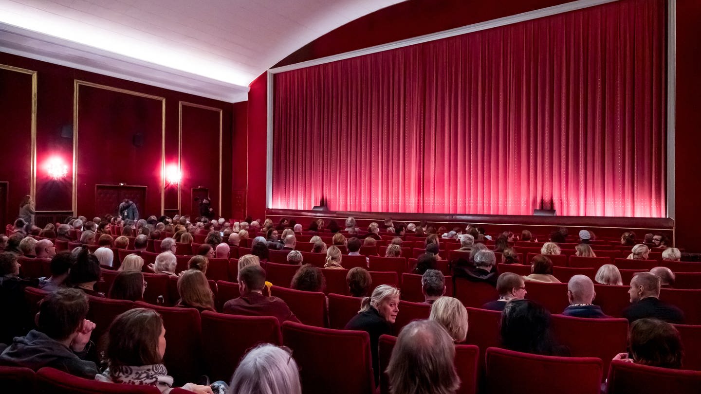 Symbolbild Filmfestival: In einem Kinosaal sitzen Zuschauer und blicken in Richtung Leinwand