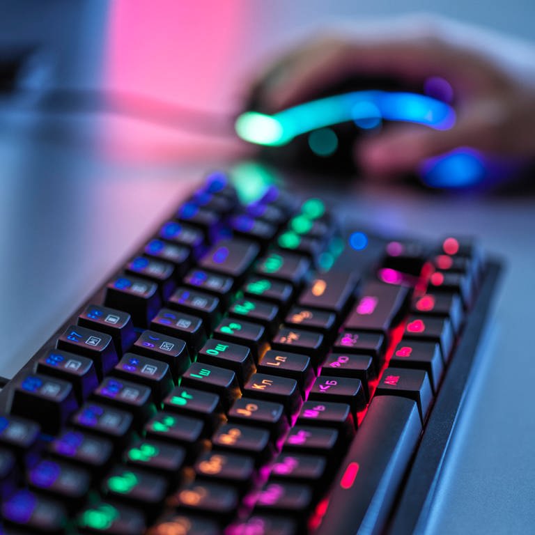 Leuchtende Gaming-Tastatur (Foto: IMAGO, IMAGO / Westend61)