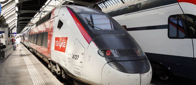 TGV im Bahnhof in Frankreich - aktuell streiken die Zugchefs bei der französischen Staatsbahn SNCF. (Foto: IMAGO, IMAGO / Geisser)