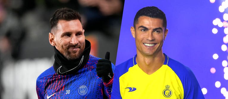 Bild von Lionel Messi und Cristiano Ronaldo (Foto: IMAGO, IMAGO / Icon Sportswire; IMAGO / MB Media Solutions (Fotomontage))