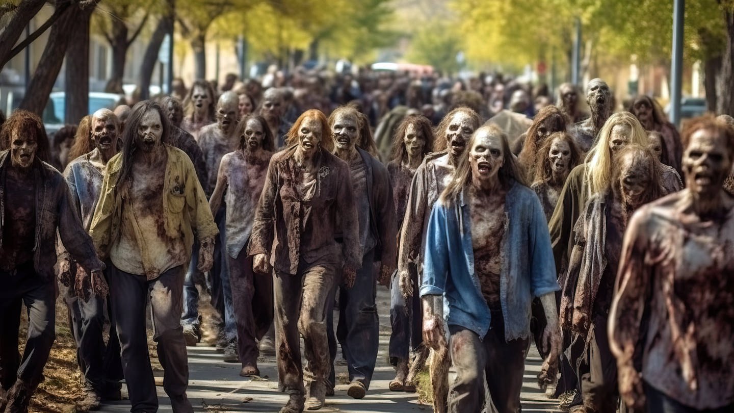 Eine Herde von Zombies läuft durch die Straßen. (Foto: IMAGO, IMAGO / Addictive Stock)