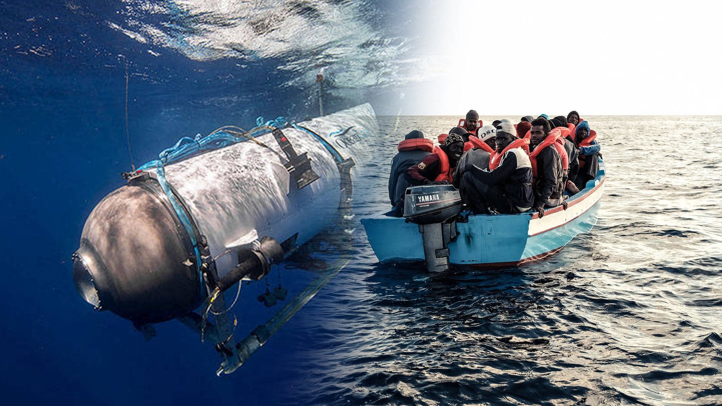 U-Boot und Boot mit Flüchtenden (Foto: IMAGO, IMAGO / ZUMA Wire; IMAGO / Rene Traut, DASDING (Fotomontage))