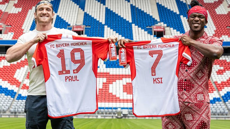 Der Getränkehersteller PRIME Hydration von Logan Paul und KSI wird offizieller Partner vom FC Bayern München (Foto: FC Bayern München)