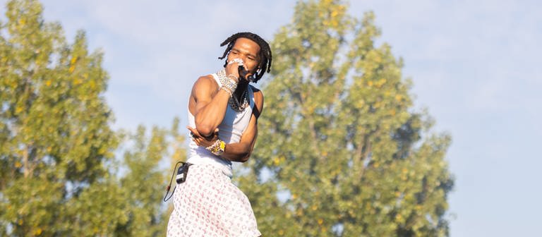 US-Rapper Lil Baby tritt beim Wireless Festival auf. (Foto: dpa Bildfunk, picture alliance/dpa/PA Wire | James Manning)