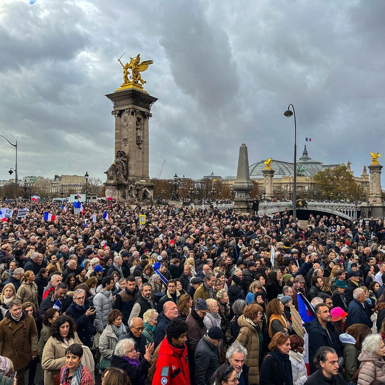 Viele Menschen auf einer Demo gegen Judenfeindlichkeit in Paris (Foto: dpa Bildfunk, picture alliance/dpa/Le Pictorium via ZUMA Press | Sylvain Leser)