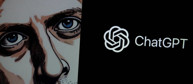 Auf dem Bildschirm eines Smartphones ist ChatGPT zu sehen und im Hintergrund das Gesicht von Sam Altman. (Foto: IMAGO, ZUMA Wire)