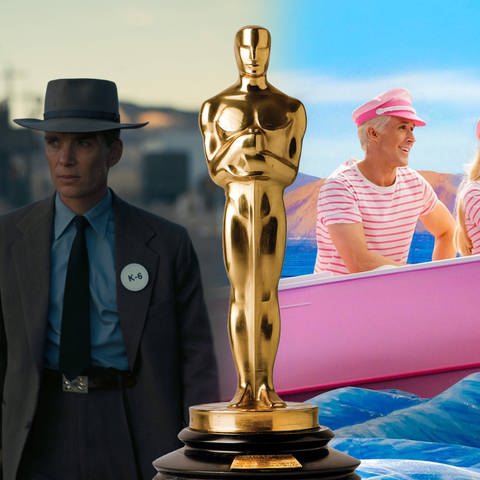 Oscars 2024: Der Film "Oppenheimer geht mit 13 Nominierungen als Favorit ins Rennen. Auch "Barbie" ist mit acht Nominees ganz oben mit dabei. (Foto: SWR DASDING, IMAGO, IMAGO / Picturelux; IMAGO / Everett Collection; IMAGO / ZUMA Wire (Fotomontage))