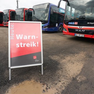 Seit Montagvormittag arbeiten viele private Busfahrer in Rheinland-Pfalz nicht mehr. Zum erneuten Streik hat Verdi aufgerufen. (Foto: dpa Bildfunk, picture alliance/dpa | Thomas Frey)