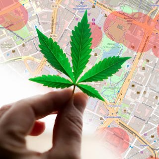 Die Webseite bubatzkarte.de zeigt dir an, wo du Cannabis rauchen kannst, ohne dir um eine Strafe Sorgen machen zu müssen. (Foto: SWR DASDING, Kowelenz.social / bubatzkarte.de (Screenshot); OpenStreetMap; Pexels / Kindel Media; DASDING (Fotomontage))