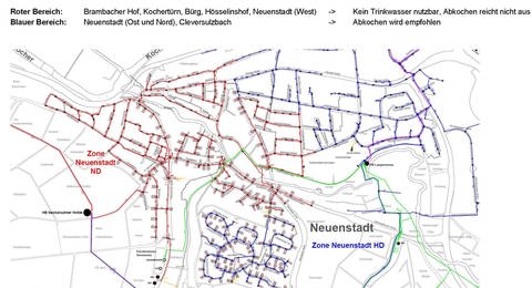 Plan zum verunreinigten Trinkwasser in Neuenstadt am Kocher (Foto: neuenstadt.de)