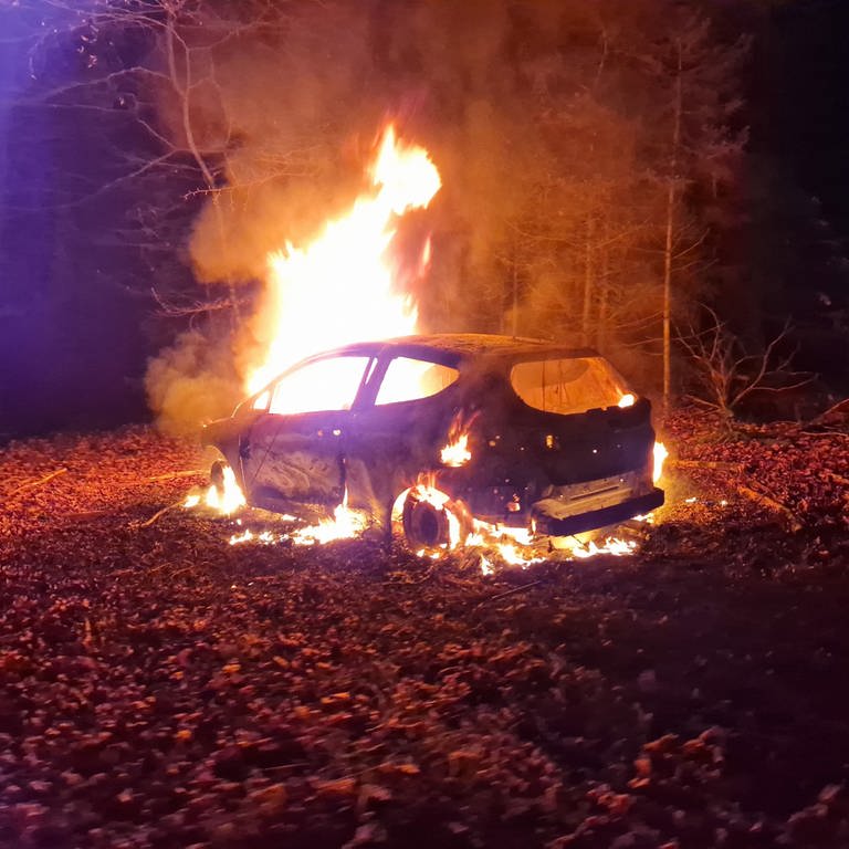Das ausgebrannte Fahrzeug im Fall um den getöteten Arzt aus Gerolstein. (Foto: Staatsanwaltschaft Trier, Polizeipräsidium Trier)