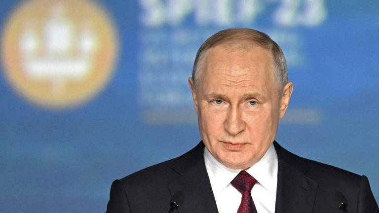 Putin beim Internationalen Wirtschaftsforum (Foto: dpa Bildfunk, picture alliance/dpa/Photo host Agency RIA Novosti/AP | Pavel Bednyakov)