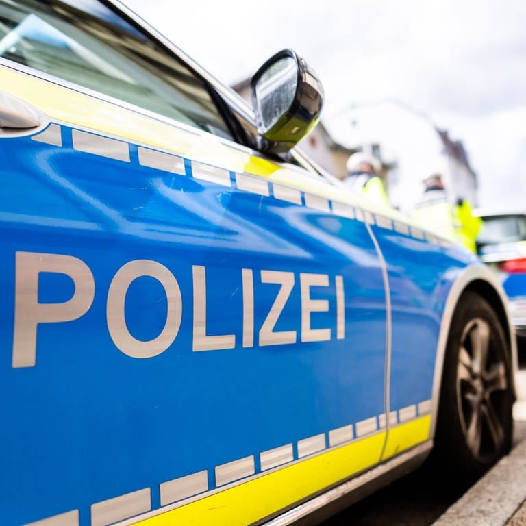 Zwei Einsatzfahrzeuge der Polizei stehen am Straßenrand. Seit letzten Donnerstag wird eine 15-Jährige aus Frankenthal in Rheinland-Pfalz vermisst. (Foto: dpa Bildfunk, picture alliance/dpa | Philipp von Ditfurth)