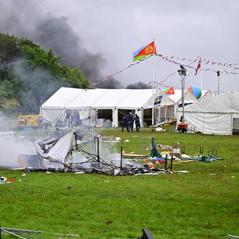 Beim Eritrea-Festival in Stockholm, Schweden, kam es zu Ausschreitungen, Bränden und Verletzten. (Foto: IMAGO, TT)