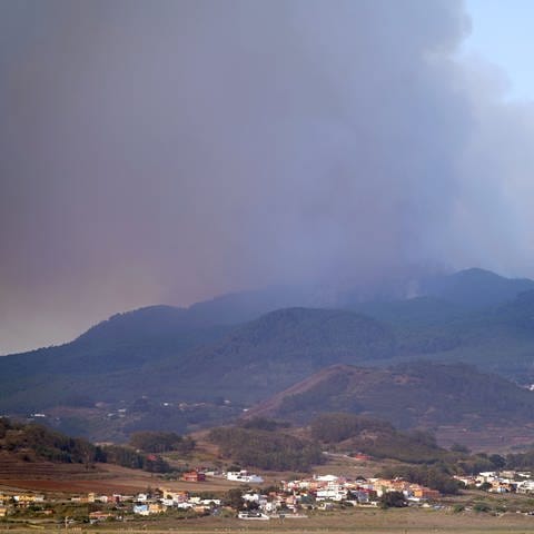 Rauch steigt aus einem Waldbrand von San Cristobal de La Laguna aus gesehen. In der Nacht brach auf Teneriffa zwischen den Städten Candelaria und Arafo ein Waldbrand aus.  (Foto: dpa Bildfunk, picture alliance/dpa/EUROPA PRESS | Europa Press)