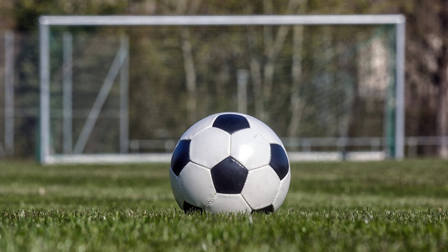 Ein Fußball liegt auf einem leeren Fußballfeld. (Foto: IMAGO, Avanti)