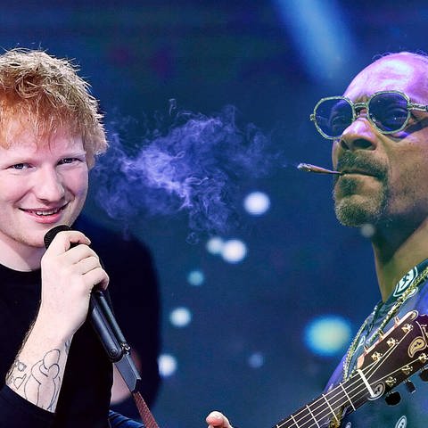 Ed Sheeran und Snoop Dogg haben gemeinsam einen Joint geraucht. Das hatte Folgen... (Foto: dpa Bildfunk, IMAGO / TT | picture alliance/dpa | Henning Kaiser | Montage: SWR3)