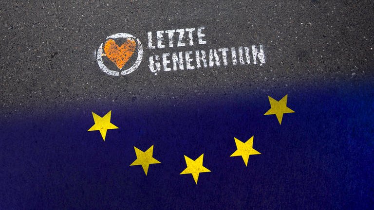 Die Letzte Generation will bei der Europawahl mitmachen, um ins EU-Parlament einzuziehen. (Foto: SWR DASDING, IMAGO, IMAGO / Manngold; IMAGO / Westend61; DASDING (Fotomontage))