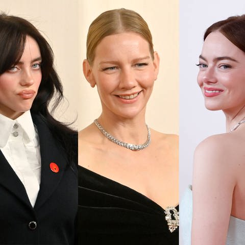 Billie Eilish, Sandra Hüller und Emma Stone auf dem Roten Teppich der Oscars 2024. (Foto: IMAGO, IMAGO / UPI Photo)