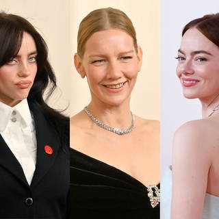 Billie Eilish, Sandra Hüller und Emma Stone auf dem Roten Teppich der Oscars 2024.