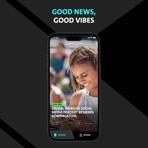 NEWSZONE - Deine News-App. Bei uns gibt es auch gute Nachrichten. Mindestens einmal am Tag mit der Feel-Good-Notification.