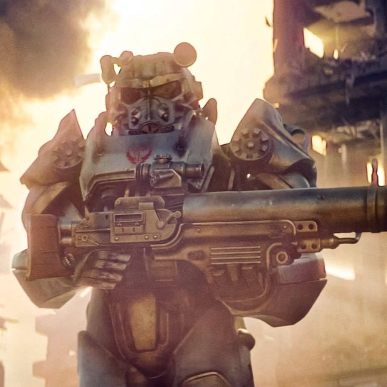 Ein Soldat aus dem Fallout-Universum in einer Power-Armor-Rüstung