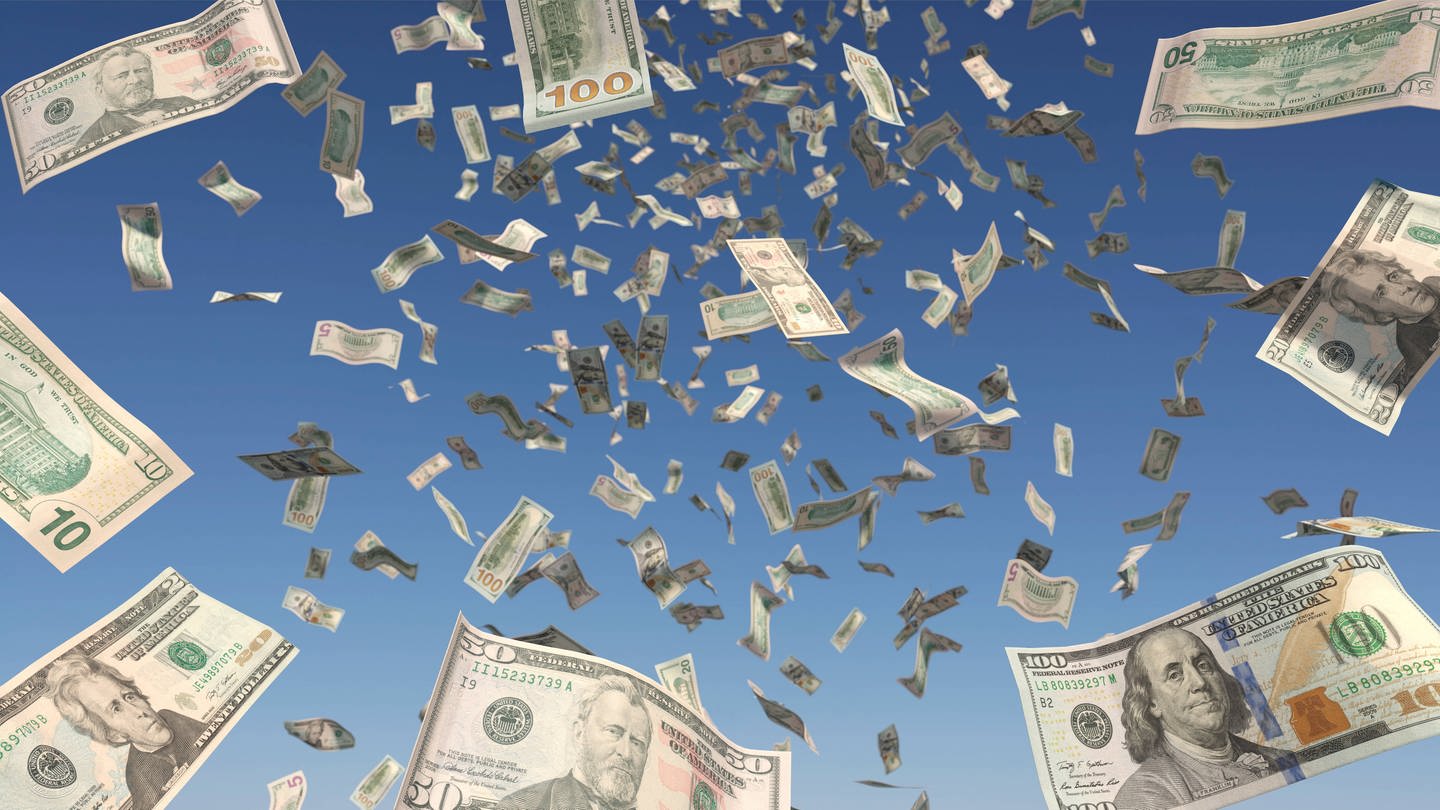 Geld regnet vom Himmel (Foto: IMAGO, IMAGO / IlluPics)